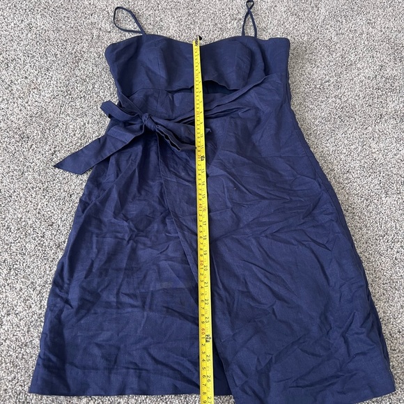 Women’s Bardot Navy Blue Dress Size 6 Linen Wrap Skirt Cutout Detail Sleeveless - Picture 5 of 10